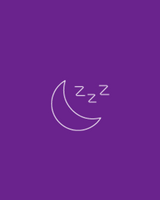 Line art of a crescent moon and sleep symbols